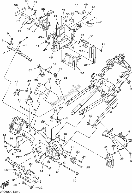 All parts for the Frame of the Yamaha FJR 1300 AE 2020