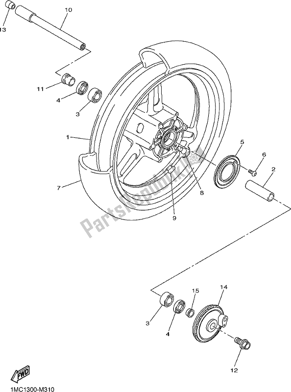 Wszystkie części do Przednie Ko? O Yamaha FJR 1300 AE 2020