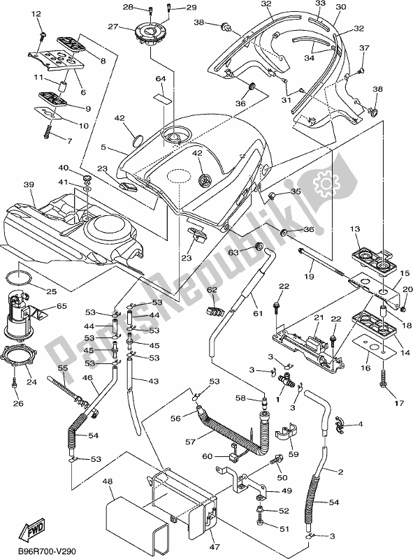 All parts for the Fuel Tank of the Yamaha FJR 1300 AE 2020