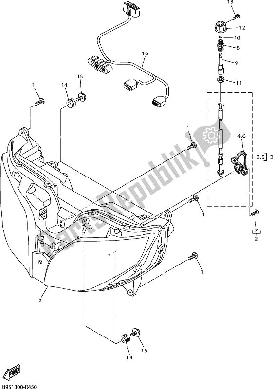 Alle onderdelen voor de Koplamp van de Yamaha FJR 1300 AE 2020