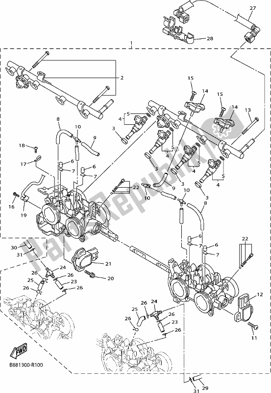 Todas las partes para Ingesta 2 de Yamaha FJR 1300 AE 2020