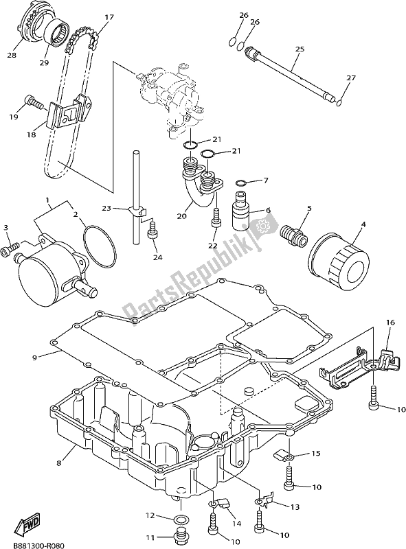 All parts for the Oil Cooler of the Yamaha FJR 1300 AE 2020