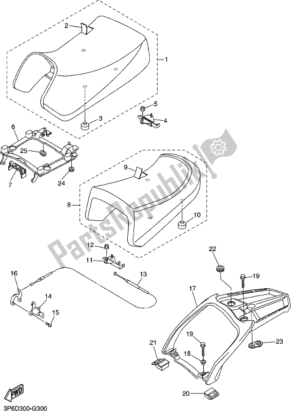 All parts for the Seat of the Yamaha FJR 1300 AE 2020