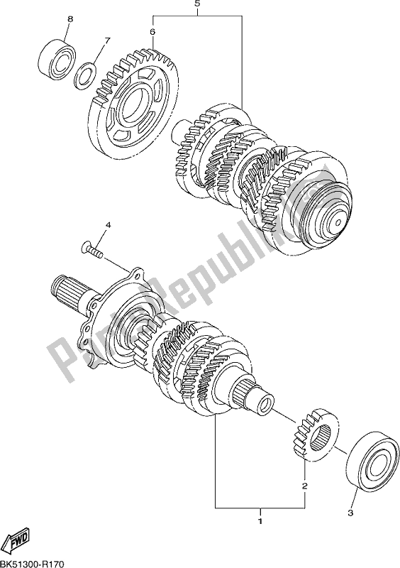 All parts for the Transmission of the Yamaha FJR 1300 AE 2020