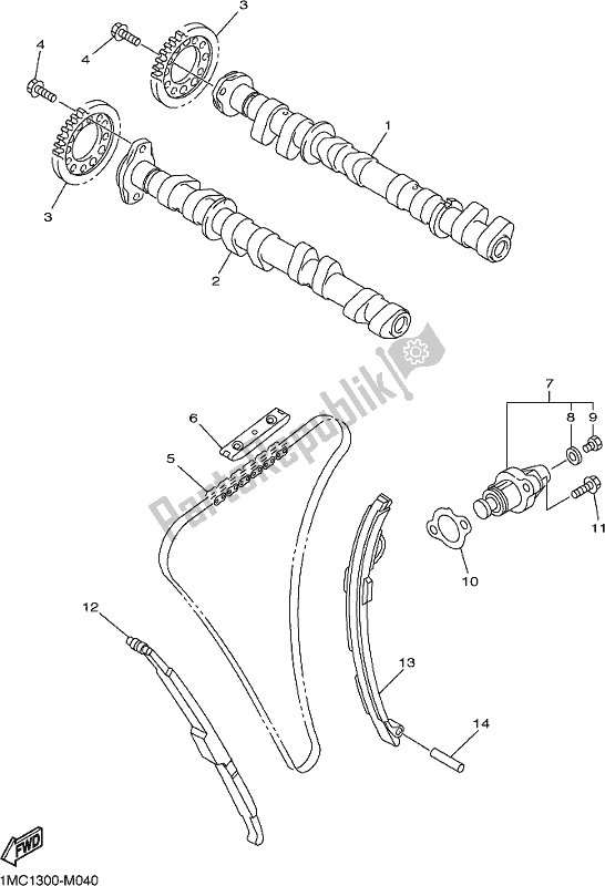 Todas las partes para árbol De Levas Y Cadena de Yamaha FJR 1300 AE 2021