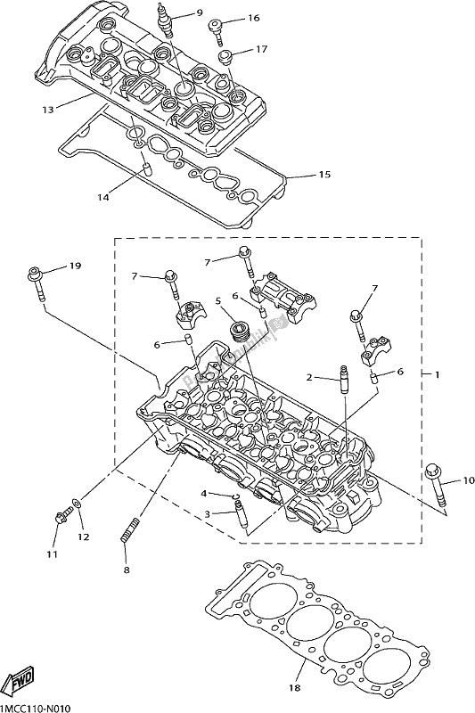 All parts for the Cylinder of the Yamaha FJR 1300 AE 2021