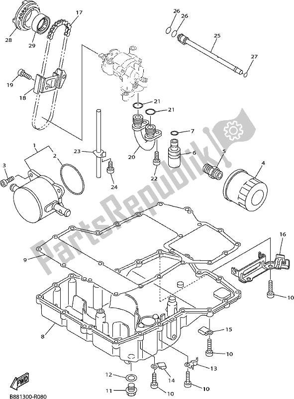 All parts for the Oil Cooler of the Yamaha FJR 1300 AE 2021