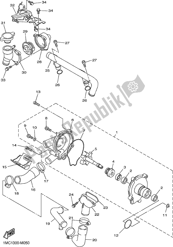 Todas las partes para Bomba De Agua de Yamaha FJR 1300 AE 2021