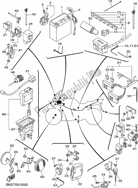 Todas las partes para Eléctrico 2 de Yamaha FJR 1300 APH Polic 2017