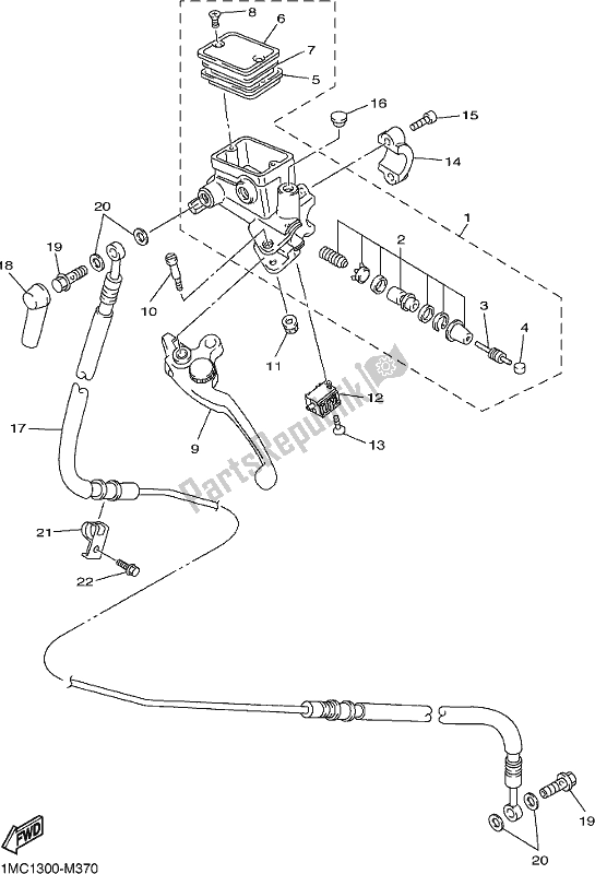 All parts for the Front Master Cylinder 2 of the Yamaha FJR 1300 APH Polic 2017