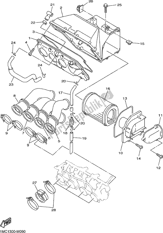 All parts for the Intake of the Yamaha FJR 1300 APH Polic 2017