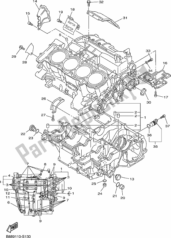 Alle onderdelen voor de Carter van de Yamaha FJR 1300 APJ Polic 2018