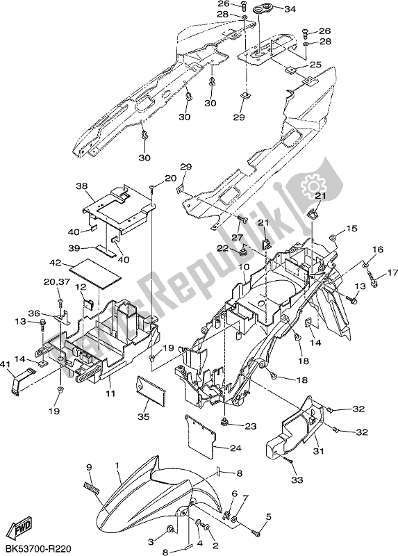 All parts for the Fender of the Yamaha FJR 1300 APJ Polic 2018