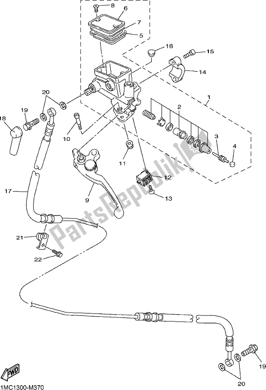 All parts for the Front Master Cylinder 2 of the Yamaha FJR 1300 APJ Polic 2018