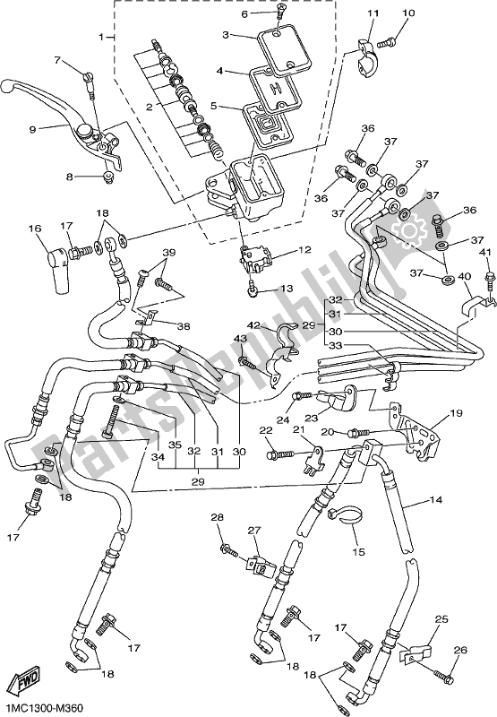 Tutte le parti per il Pompa Freno Anteriore del Yamaha FJR 1300 APJ Polic 2018