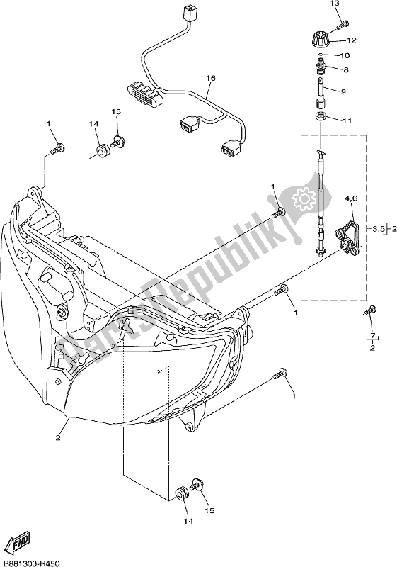 Tutte le parti per il Faro del Yamaha FJR 1300 APJ Polic 2018