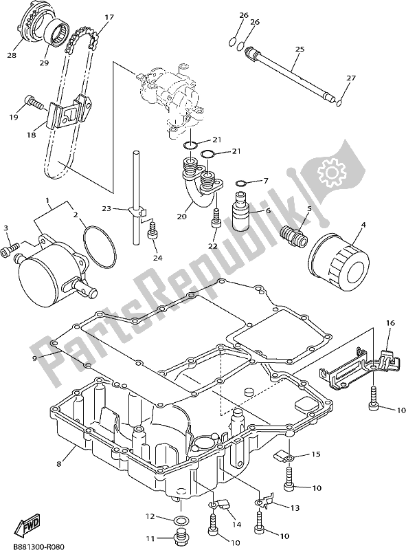 All parts for the Oil Cooler of the Yamaha FJR 1300 APJ Polic 2018