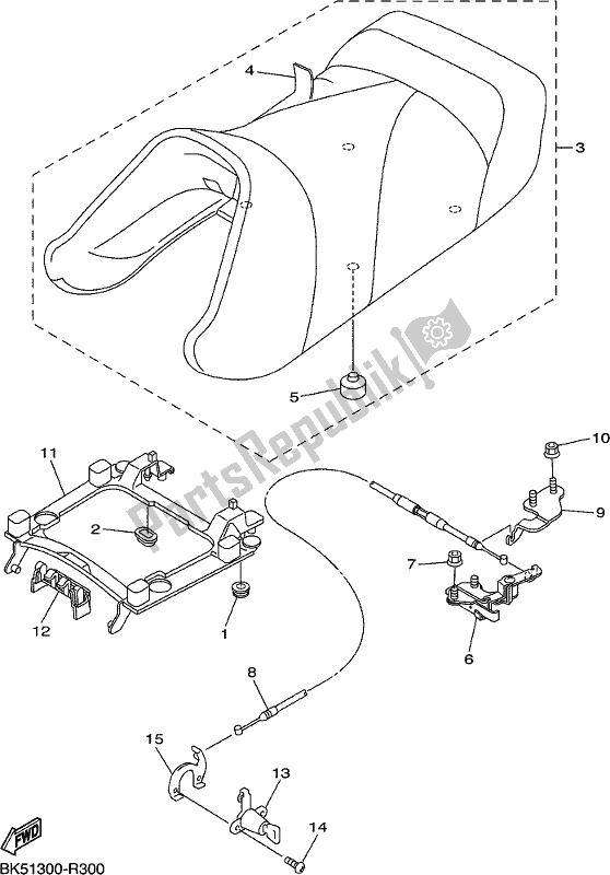 All parts for the Seat of the Yamaha FJR 1300 APJ Polic 2018