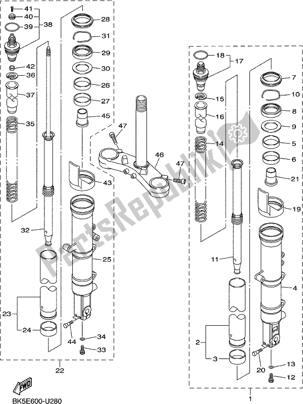 Todas las partes para Tenedor Frontal de Yamaha FJR 1300 APK Polic 2019
