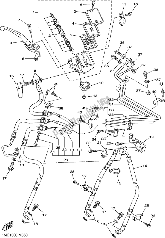 Wszystkie części do Przedni Cylinder G?ówny Yamaha FJR 1300 APK Polic 2019