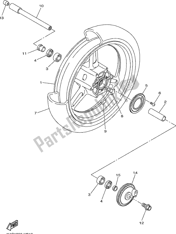 All parts for the Front Wheel of the Yamaha FJR 1300 APK Polic 2019