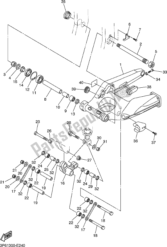 All parts for the Rear Arm of the Yamaha FJR 1300 APK Polic 2019