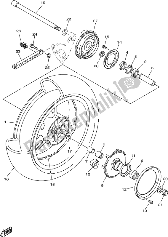 Todas las partes para Rueda Trasera de Yamaha FJR 1300 APK Polic 2019