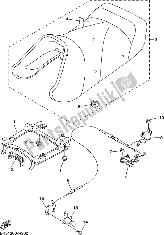 All parts for the Seat of the Yamaha FJR 1300 APK Polic 2019