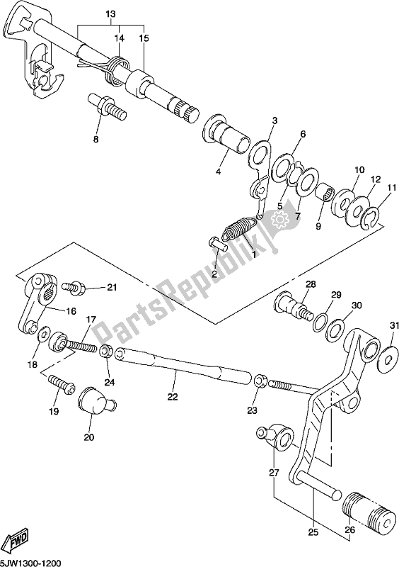 All parts for the Shift Shaft of the Yamaha FJR 1300 APK Polic 2019