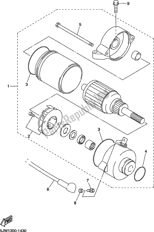 All parts for the Starting Motor of the Yamaha FJR 1300 APK Polic 2019