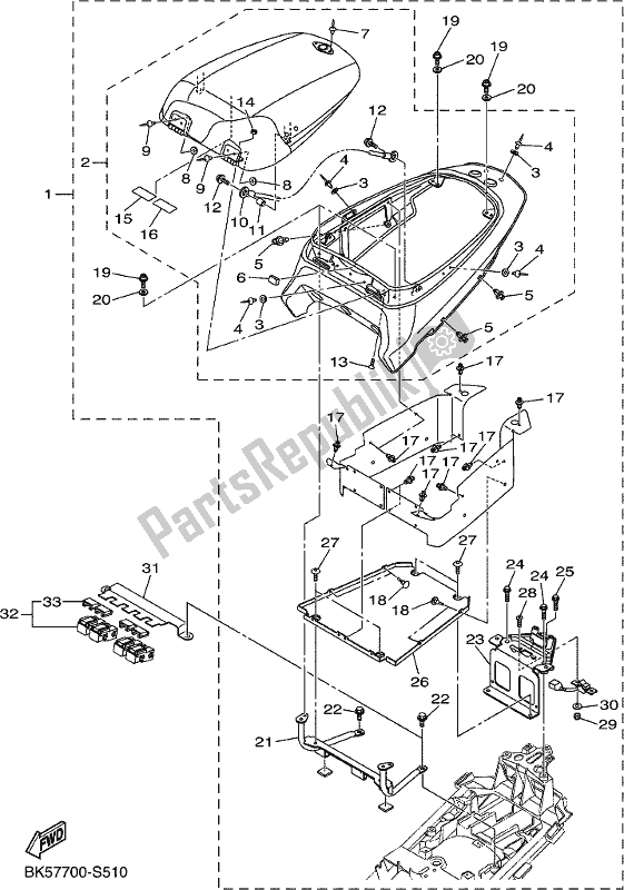 Todas as partes de Alternativa 2 Para Chassis do Yamaha FJR 1300 APL Polic 2020