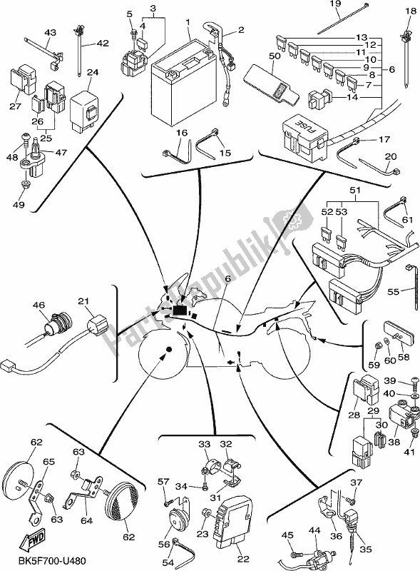 All parts for the Electrical 2 of the Yamaha FJR 1300 APL Polic 2020