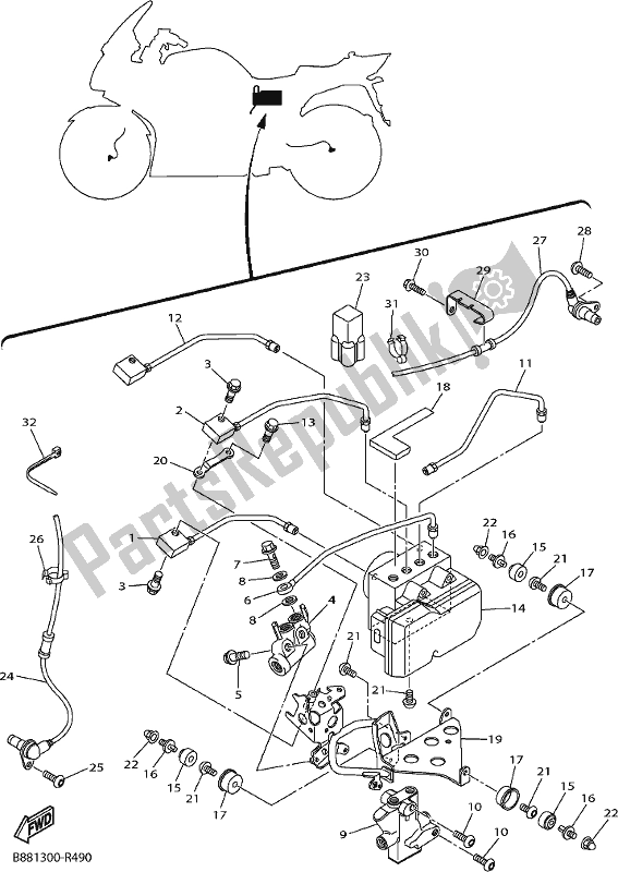 All parts for the Electrical 3 of the Yamaha FJR 1300 APL Polic 2020