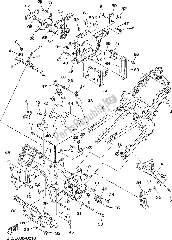 All parts for the Frame of the Yamaha FJR 1300 APL Polic 2020