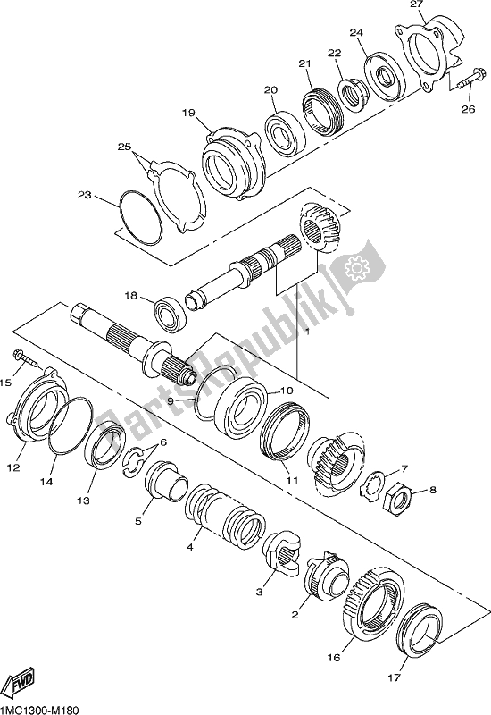 Todas as partes de Engrenagem Motriz Do Meio do Yamaha FJR 1300 APL Polic 2020