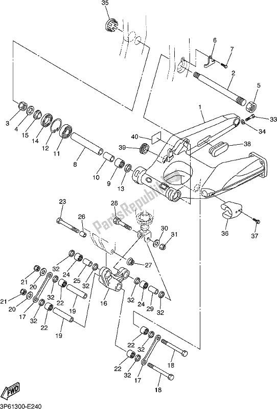 All parts for the Rear Arm of the Yamaha FJR 1300 APL Polic 2020