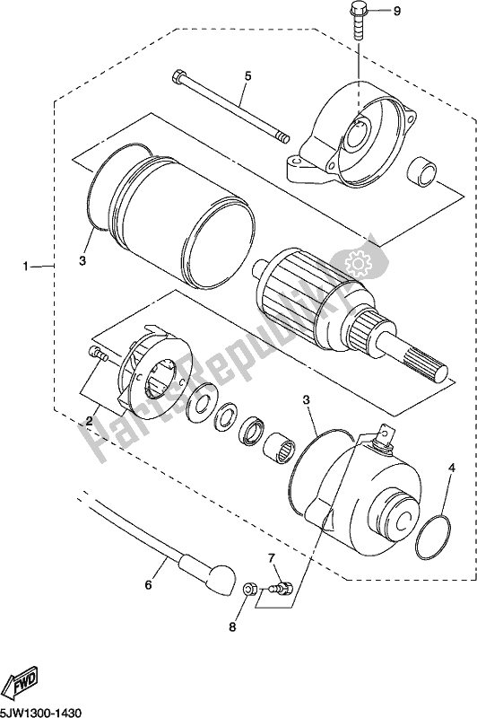 Toutes les pièces pour le Demarreur du Yamaha FJR 1300 APL Polic 2020