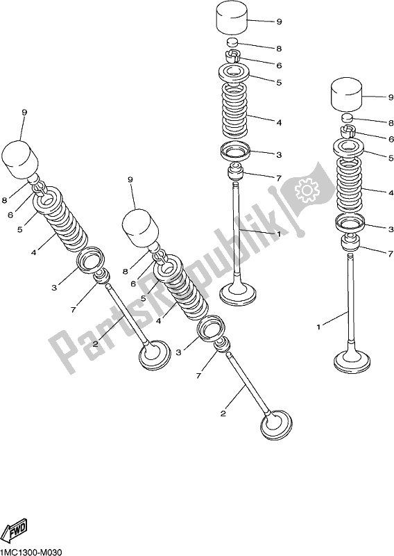 All parts for the Valve of the Yamaha FJR 1300 APL Polic 2020