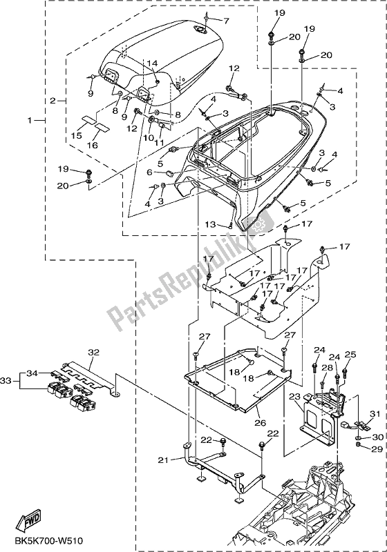 Alle onderdelen voor de Alternatief 2 Voor Chassis van de Yamaha FJR 1300 APM Polic 2021