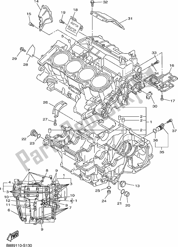 Todas las partes para Caja Del Cigüeñal de Yamaha FJR 1300 APM Polic 2021