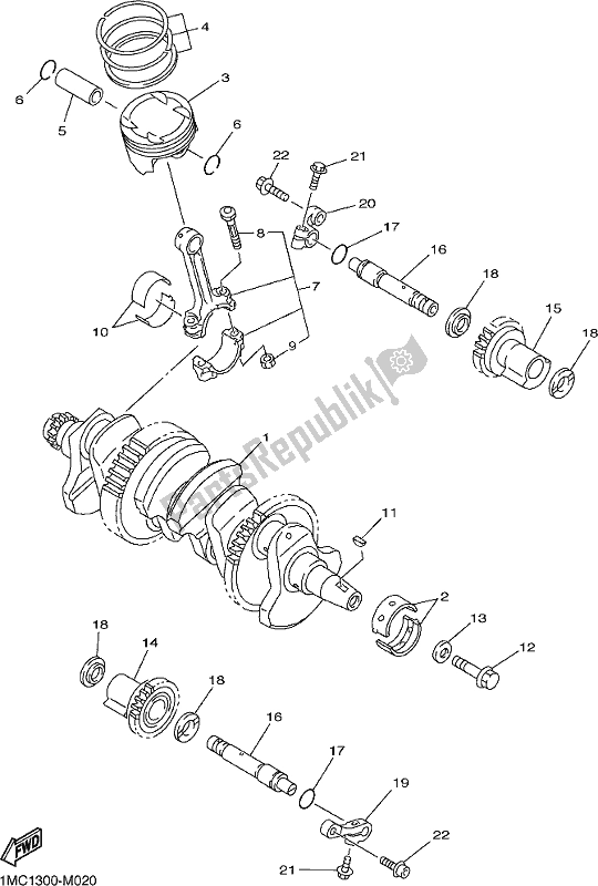 Toutes les pièces pour le Vilebrequin Et Piston du Yamaha FJR 1300 APM Polic 2021