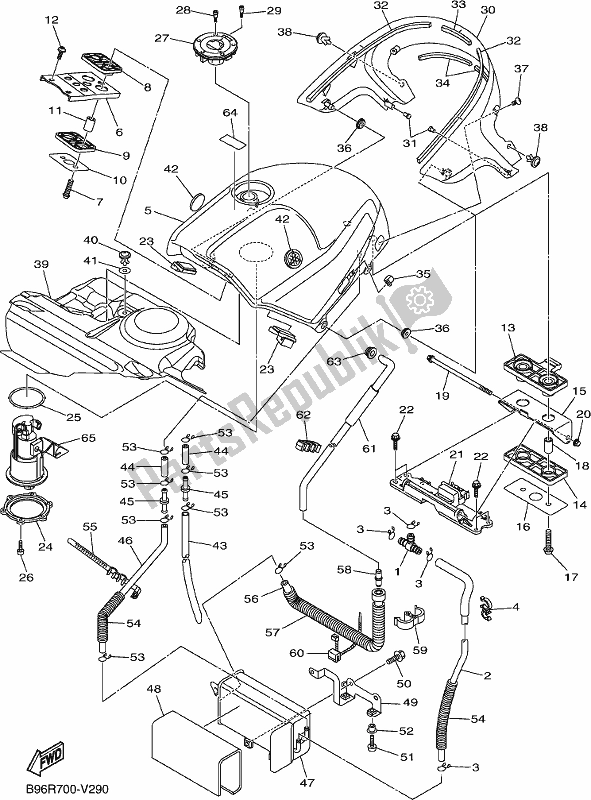Alle onderdelen voor de Benzinetank van de Yamaha FJR 1300 APM Polic 2021