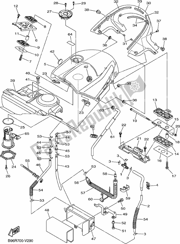 Alle onderdelen voor de Benzinetank van de Yamaha FJR 1300 APM Polic 2021