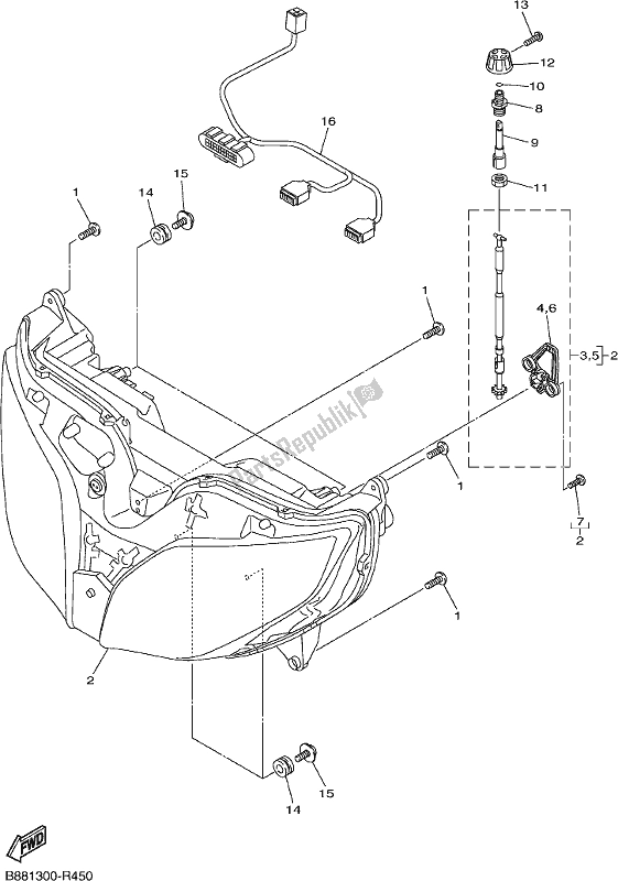 Wszystkie części do Reflektor Yamaha FJR 1300 APM Polic 2021