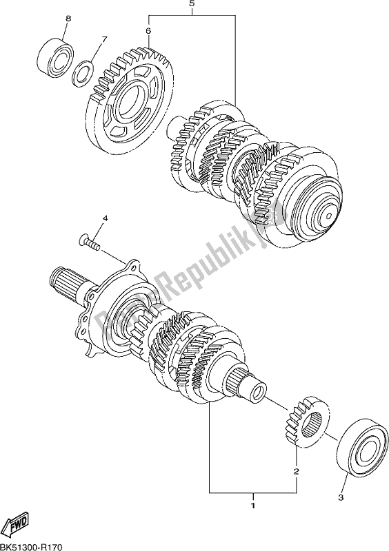 All parts for the Transmission of the Yamaha FJR 1300 APM Polic 2021