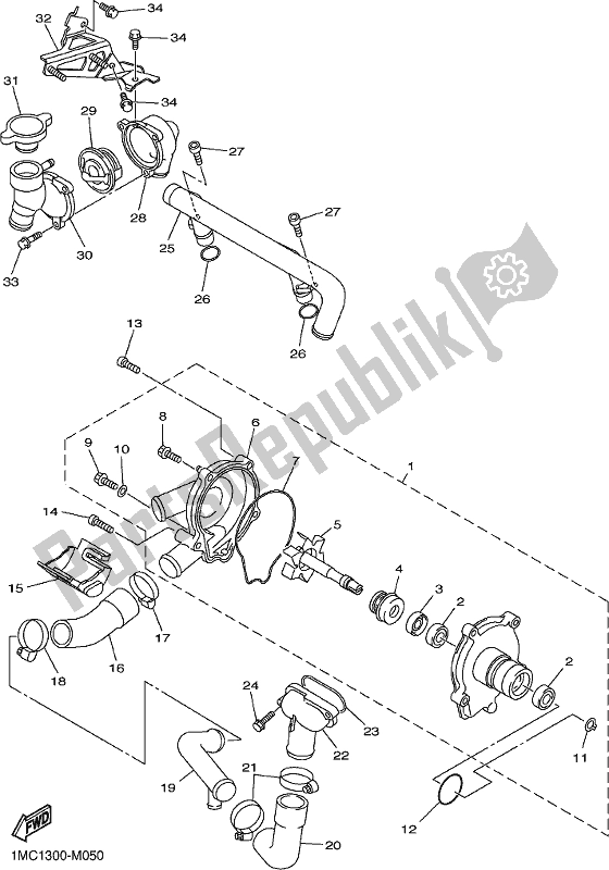 Wszystkie części do Pompa Wodna Yamaha FJR 1300 APM Polic 2021