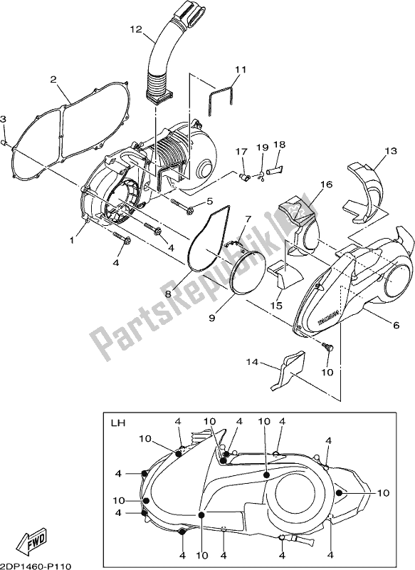 Toutes les pièces pour le Couvercle De Carter 1 du Yamaha GPD 150-A 2017