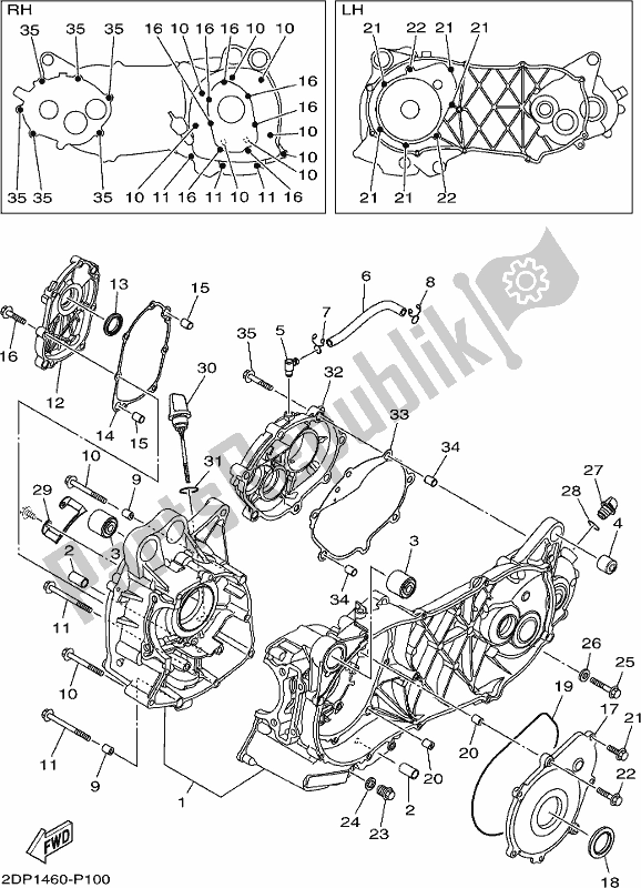 Tutte le parti per il Carter del Yamaha GPD 150-A 2017