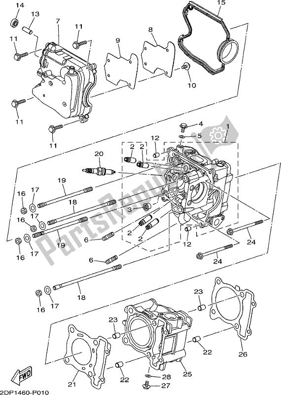 Todas as partes de Cilindro do Yamaha GPD 150-A 2017