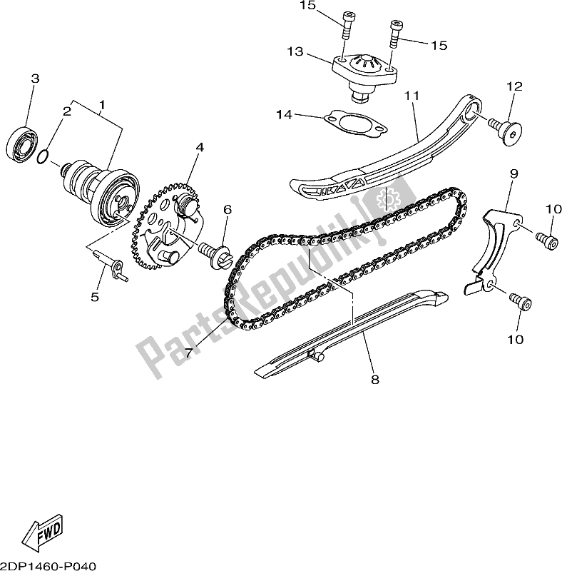 All parts for the Camshaft & Chain of the Yamaha GPD 150-A 2019